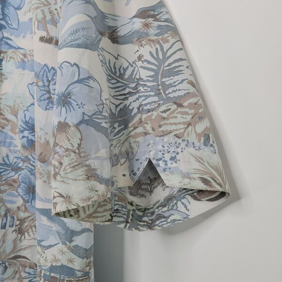 Vintage BLASSPORT Cotton Hawaiian Shirt Size L Camp Cotton Retro Blue Aloha - Picture 6 of 8